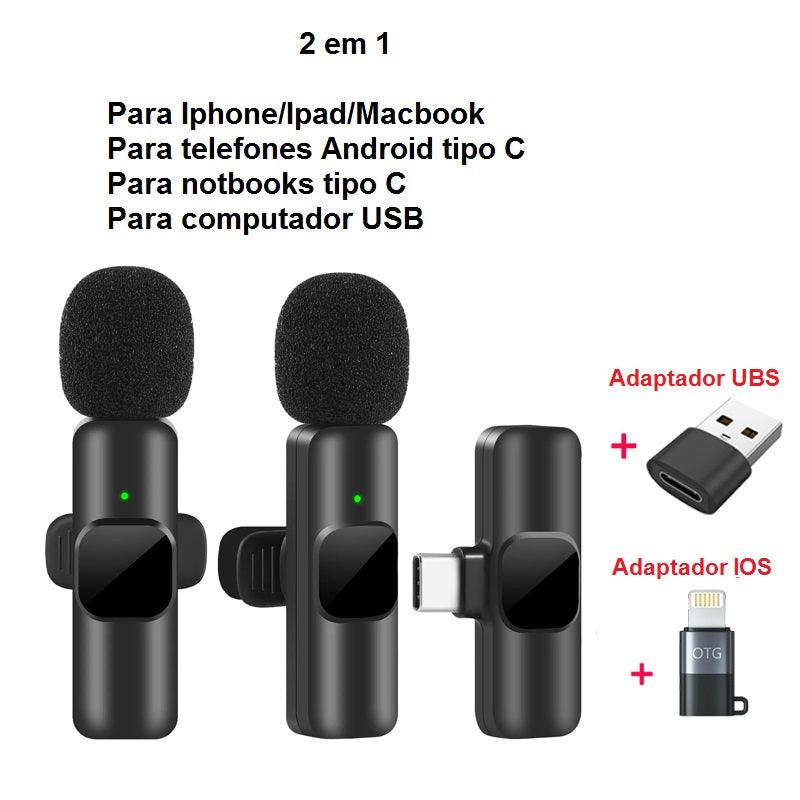 Novo sem fio microfone de gravação de vídeo de áudio portátil mini microfone