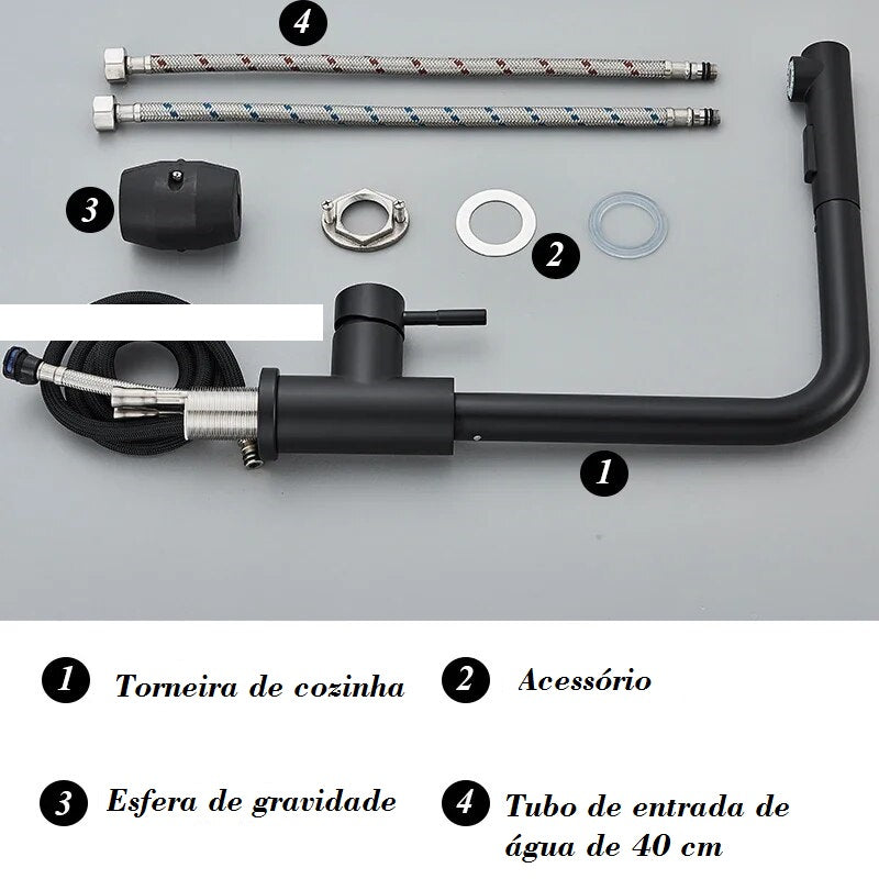 Torneira misturadora retrátil