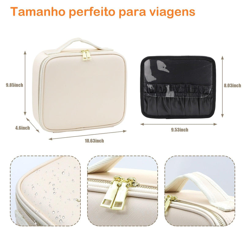 Estojo de viagem Maquiagem Bag com Espelho, LED iluminado